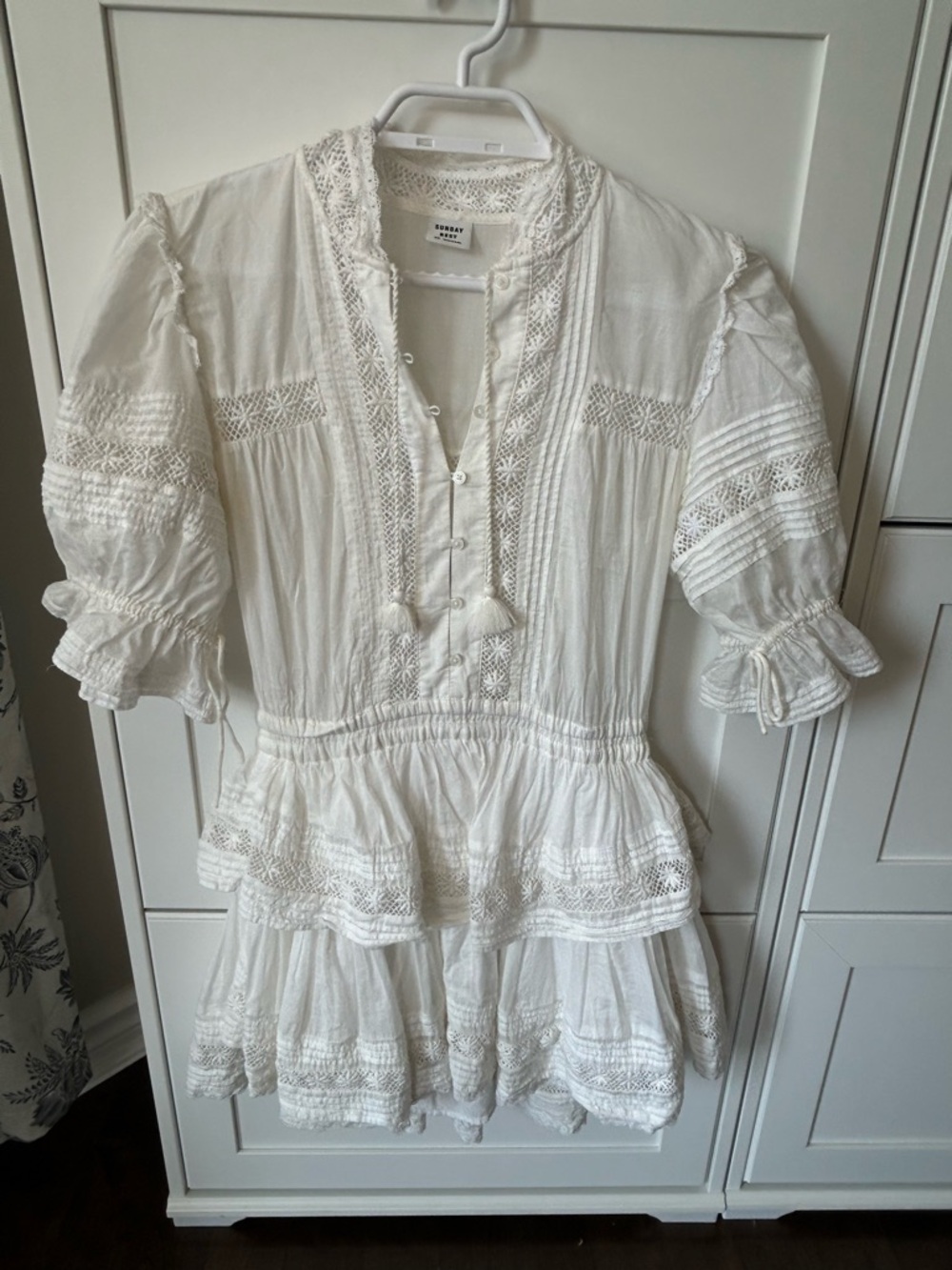 Sunday Best White Lace Tiered Mini Dress - Picture 4 of 12